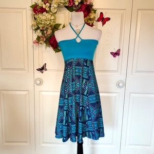 PRANA Solana Bandeau Halter Flare Dress Small